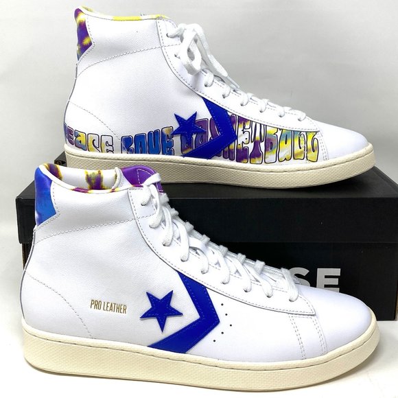 Converse Other - Converse Men's 170535C Pro Leather Hi Peace Love Basketball Shoes White Sneakers